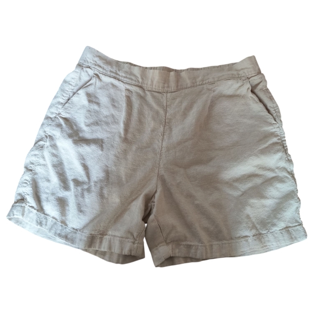 2 Pair Croft & Barrow Linen Blend Pull On Shorts In Navy And Oatmeal Size L - Picture 2 of 12